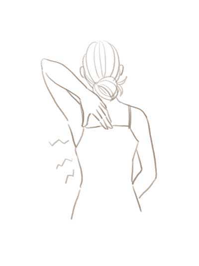 背中が張って痛いイラスト