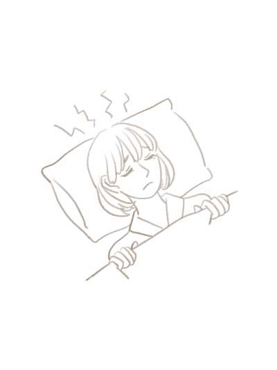 夜、なかなか寝付けないイラスト